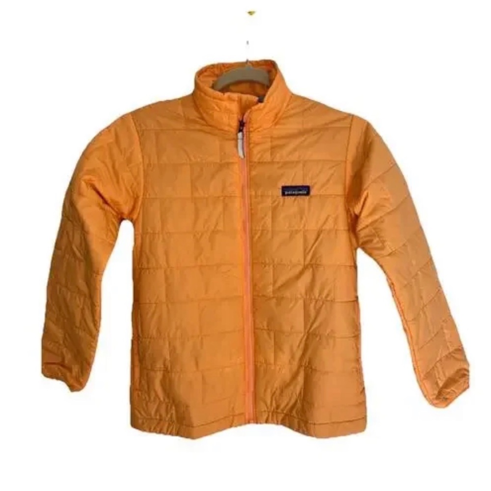 Patagonia Boys Nano Puff Jacket Medium M (10) Orange Full Zip Outdoor $119